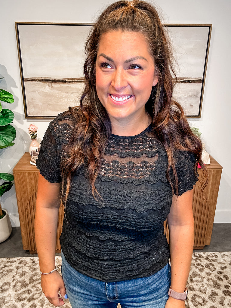 All Decked Out Top (S/M-2XL)-100 Short Sleeve-Blakeley-Hello Friends Boutique-Woman's Fashion Boutique Located in Traverse City, MI