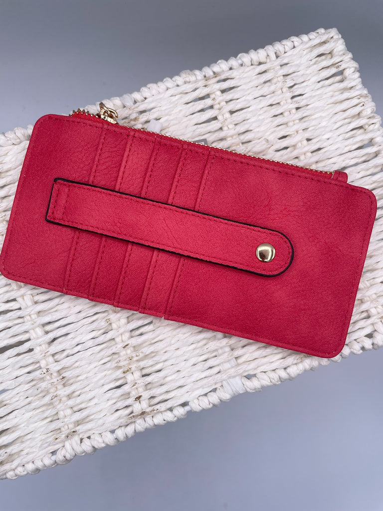 Slim Card Holder Wallet in Red-260 Bags-JEN & CO.-Hello Friends Boutique-Woman's Fashion Boutique Located in Traverse City, MI