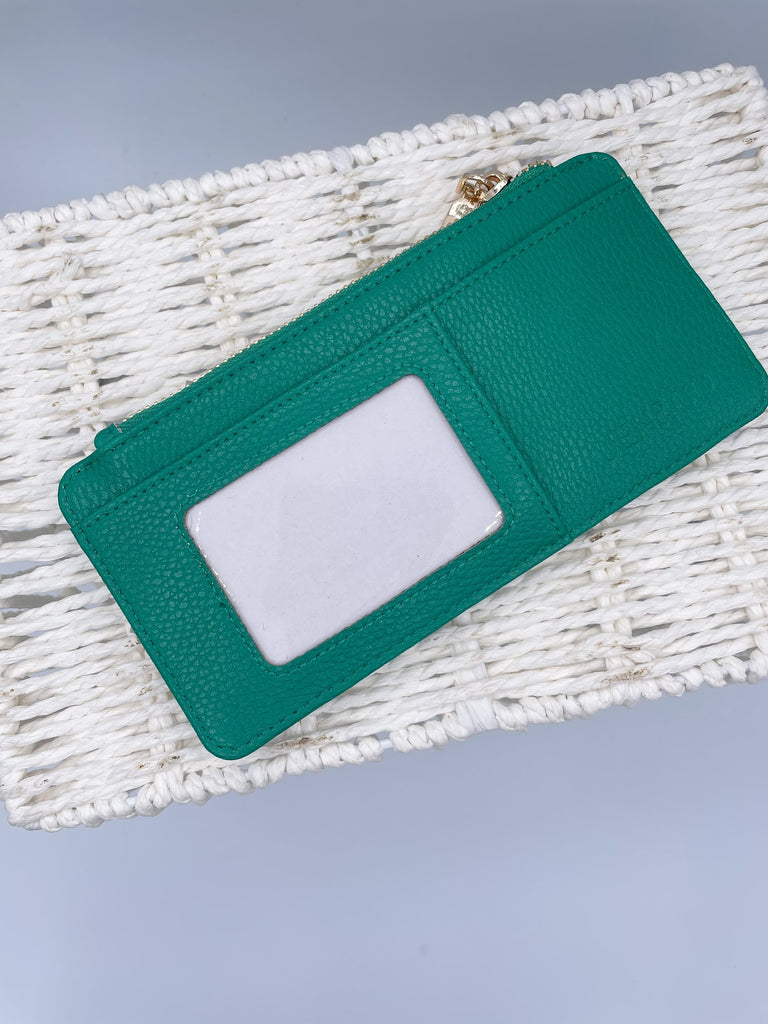 Slim Card Holder Wallet in Kelly Green-260 Bags-JEN & CO.-Hello Friends Boutique-Woman's Fashion Boutique Located in Traverse City, MI