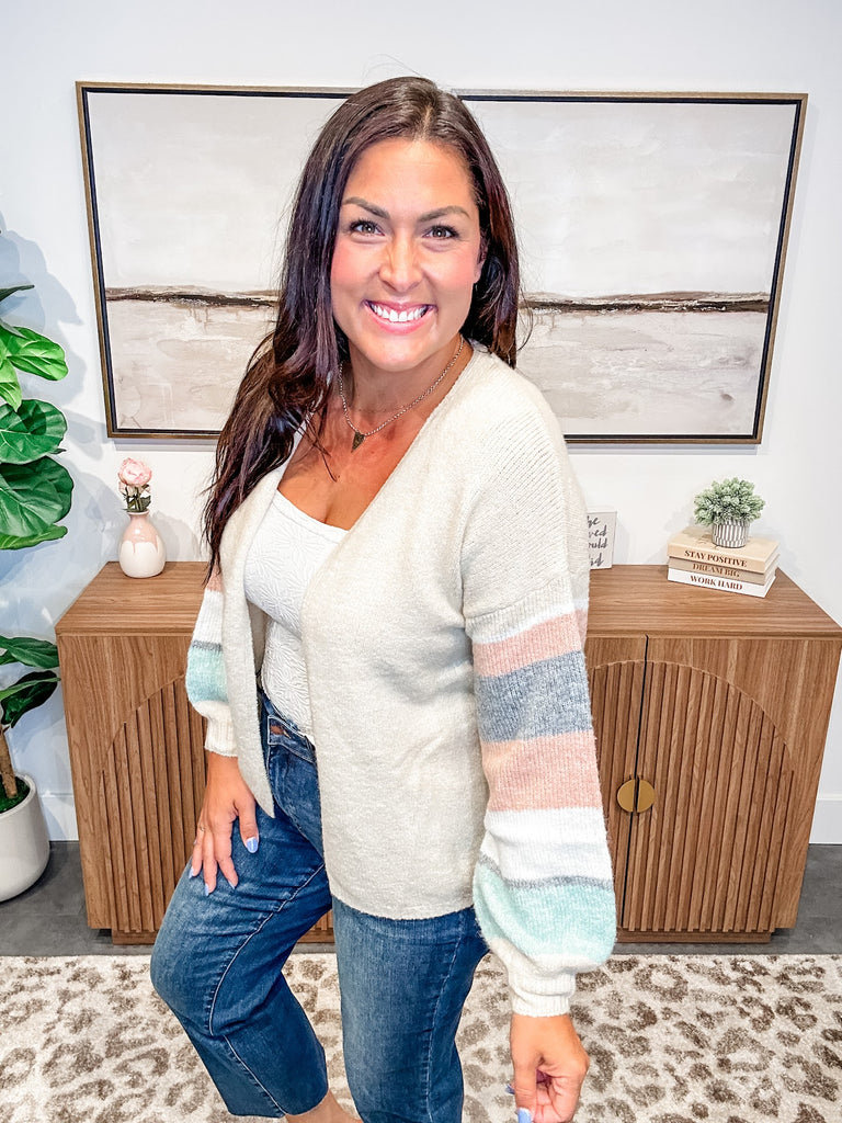 The Cozy Contrast Cardigan (S/M-2X/3X)-160 Cardigans/Kimonos-COZY CO-Hello Friends Boutique-Woman's Fashion Boutique Located in Traverse City, MI