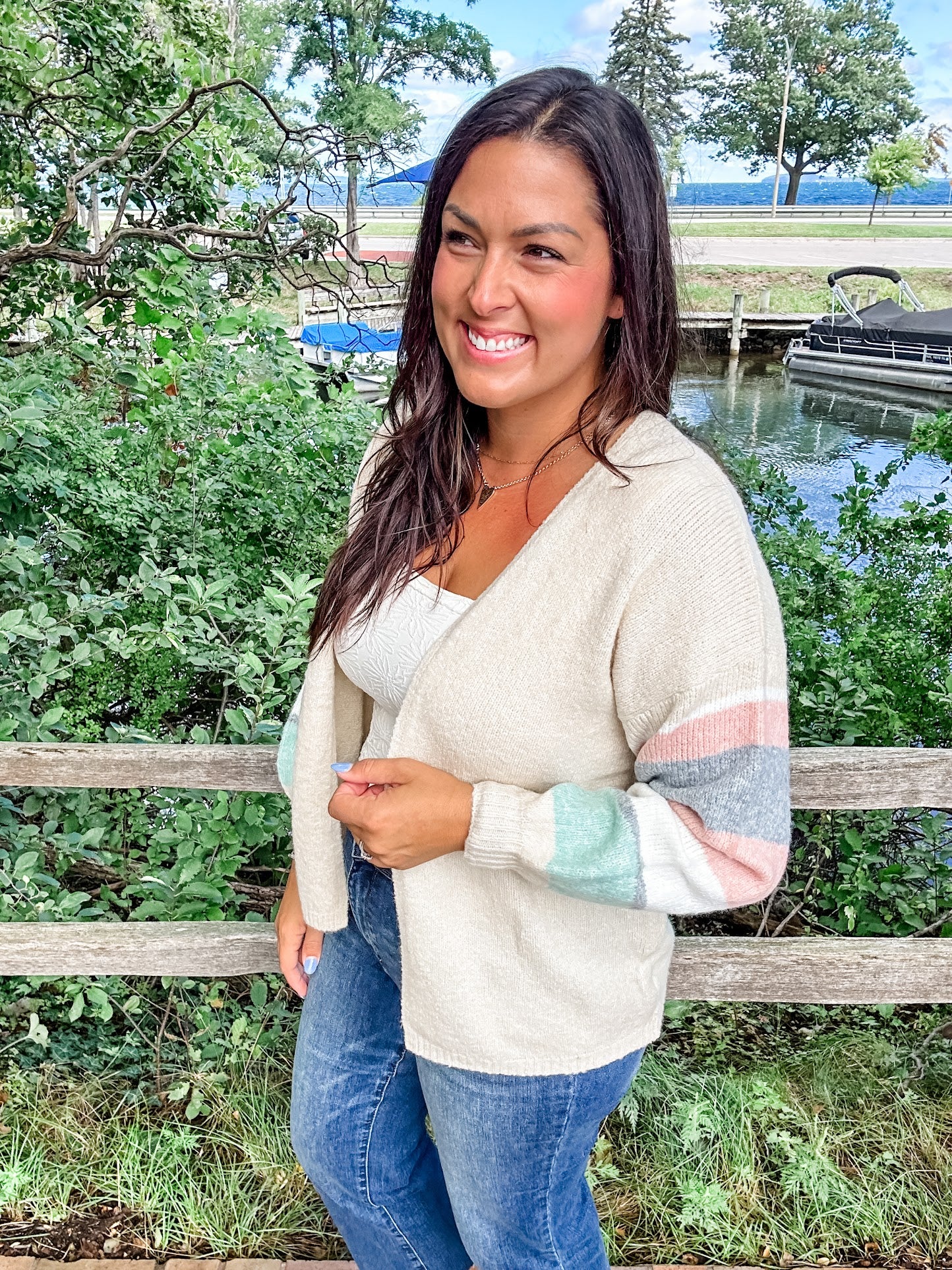 The Cozy Contrast Cardigan (S/M-2X/3X)-160 Cardigans/Kimonos-COZY CO-Hello Friends Boutique-Woman's Fashion Boutique Located in Traverse City, MI