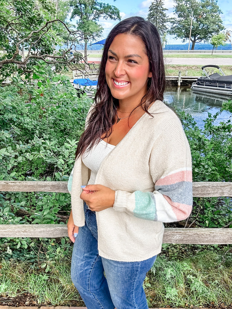 The Cozy Contrast Cardigan (S/M-2X/3X)-160 Cardigans/Kimonos-COZY CO-Hello Friends Boutique-Woman's Fashion Boutique Located in Traverse City, MI