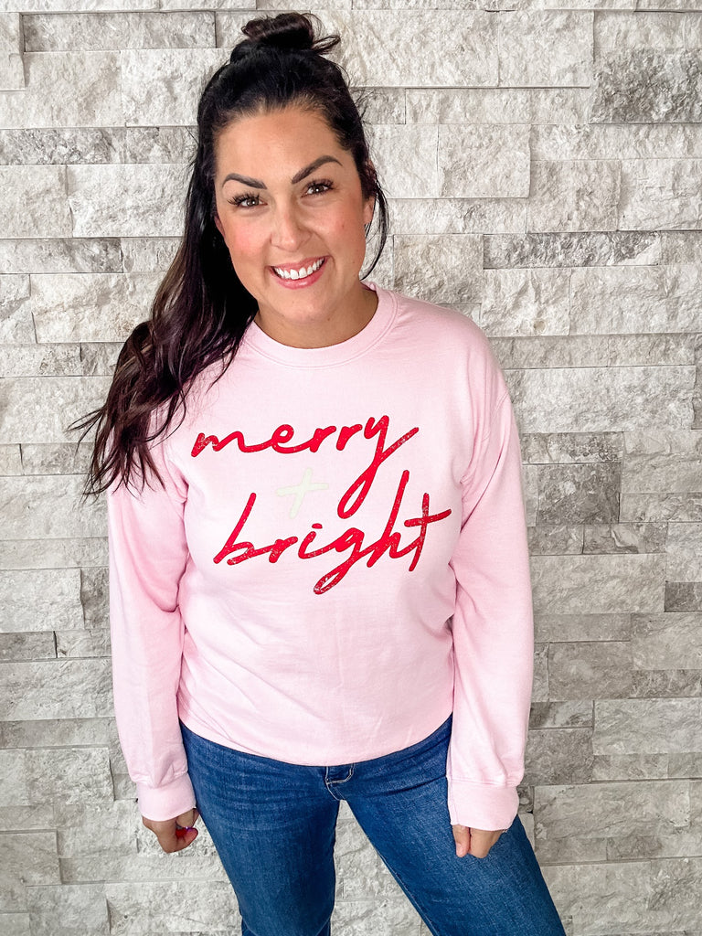 Merry + Bright Sweatshirt (S-2XL)-130 Graphic Tees-Oliver & Otis-Hello Friends Boutique-Woman's Fashion Boutique Located in Traverse City, MI