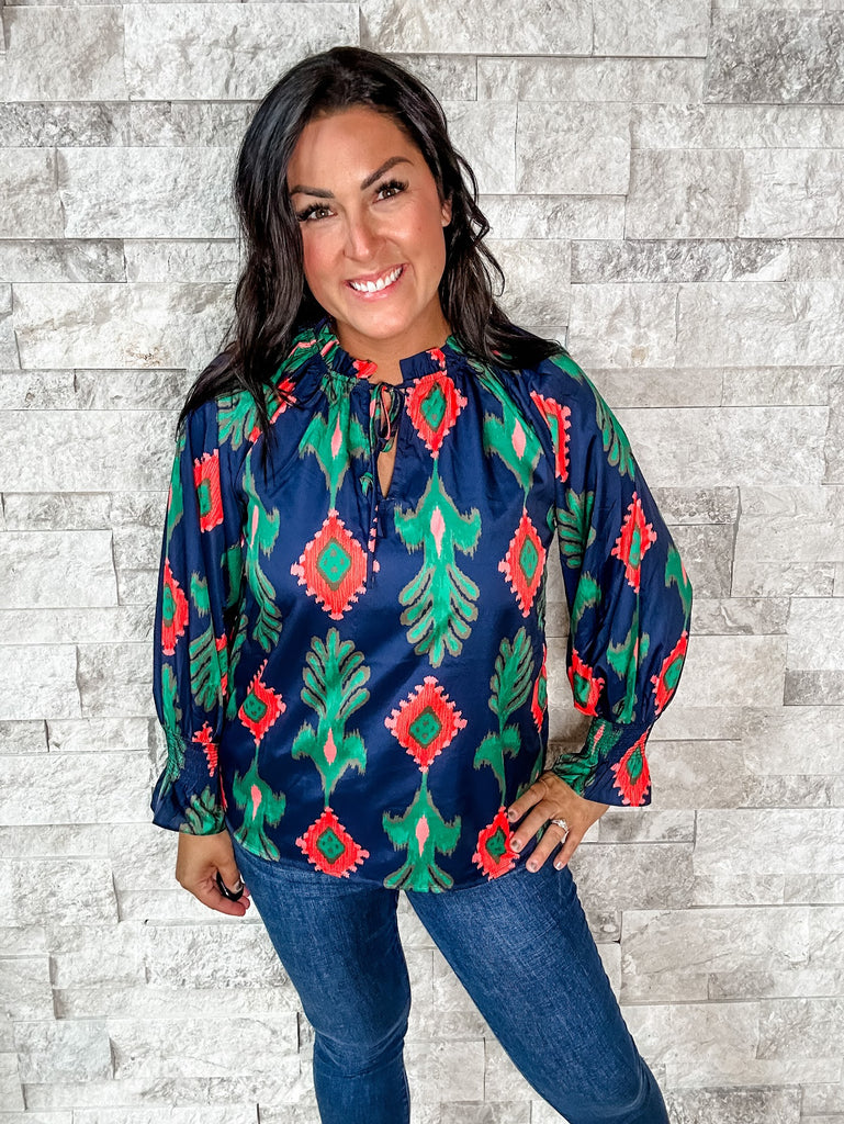 Beautiful Crazy Blouse (S-3XL)-110 Long Sleeves-First Love-Hello Friends Boutique-Woman's Fashion Boutique Located in Traverse City, MI