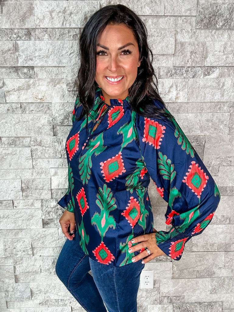 Beautiful Crazy Blouse (S-3XL)-110 Long Sleeves-First Love-Hello Friends Boutique-Woman's Fashion Boutique Located in Traverse City, MI