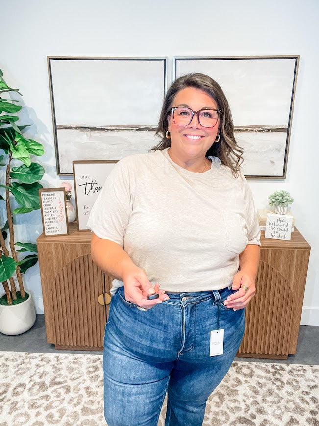 Stonewashed Serenity Tee in Latte (S-L)-100 Short Sleeve-POL-Hello Friends Boutique-Woman's Fashion Boutique Located in Traverse City, MI