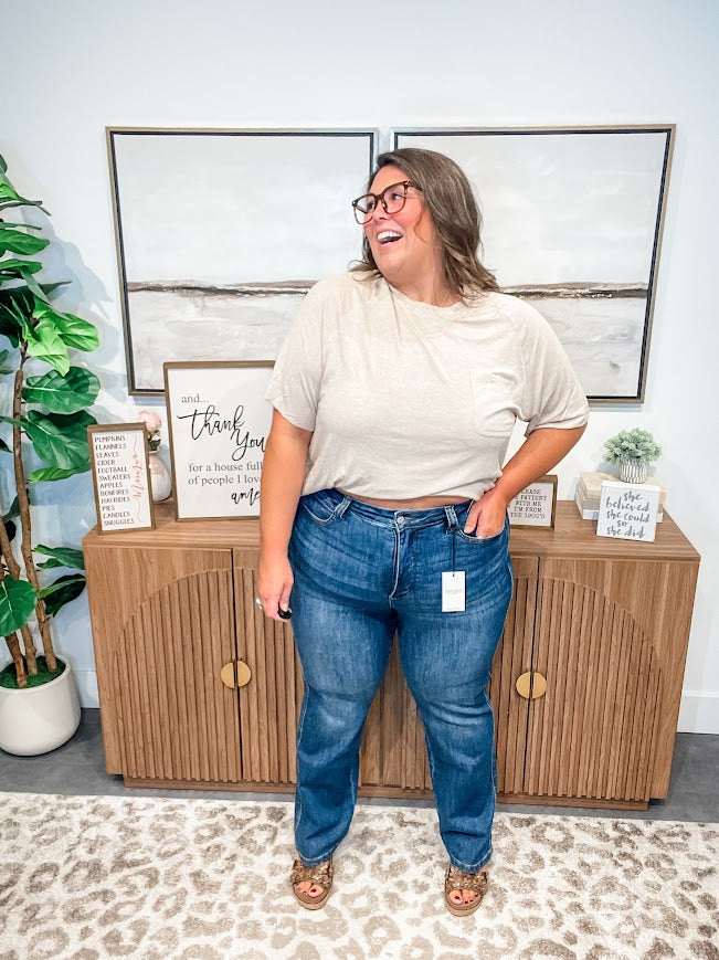 Stonewashed Serenity Tee in Latte (S-L)-100 Short Sleeve-POL-Hello Friends Boutique-Woman's Fashion Boutique Located in Traverse City, MI