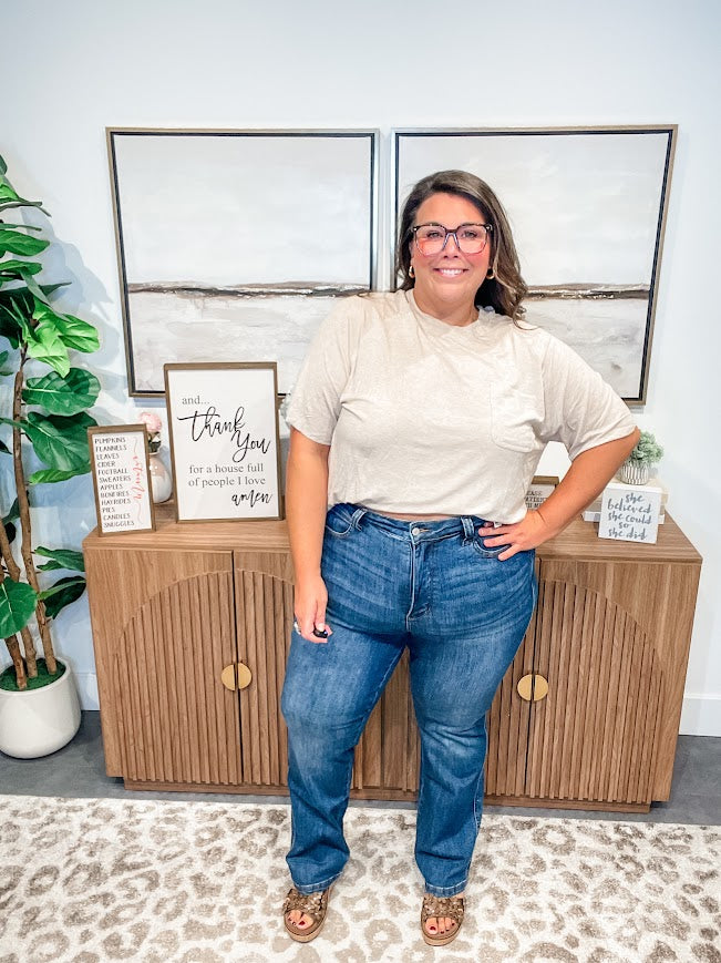 Stonewashed Serenity Tee in Latte (S-L)-100 Short Sleeve-POL-Hello Friends Boutique-Woman's Fashion Boutique Located in Traverse City, MI