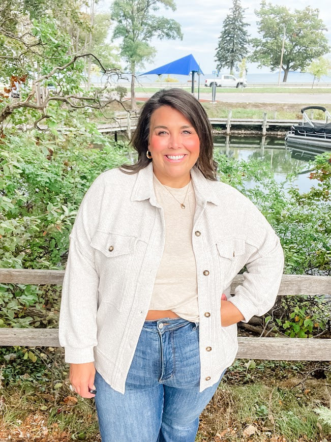 Weekend Warm-Up Jacket (S-XL)-170 Jackets-White Birch-Hello Friends Boutique-Woman's Fashion Boutique Located in Traverse City, MI