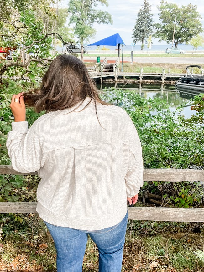 Weekend Warm-Up Jacket (S-XL)-170 Jackets-White Birch-Hello Friends Boutique-Woman's Fashion Boutique Located in Traverse City, MI