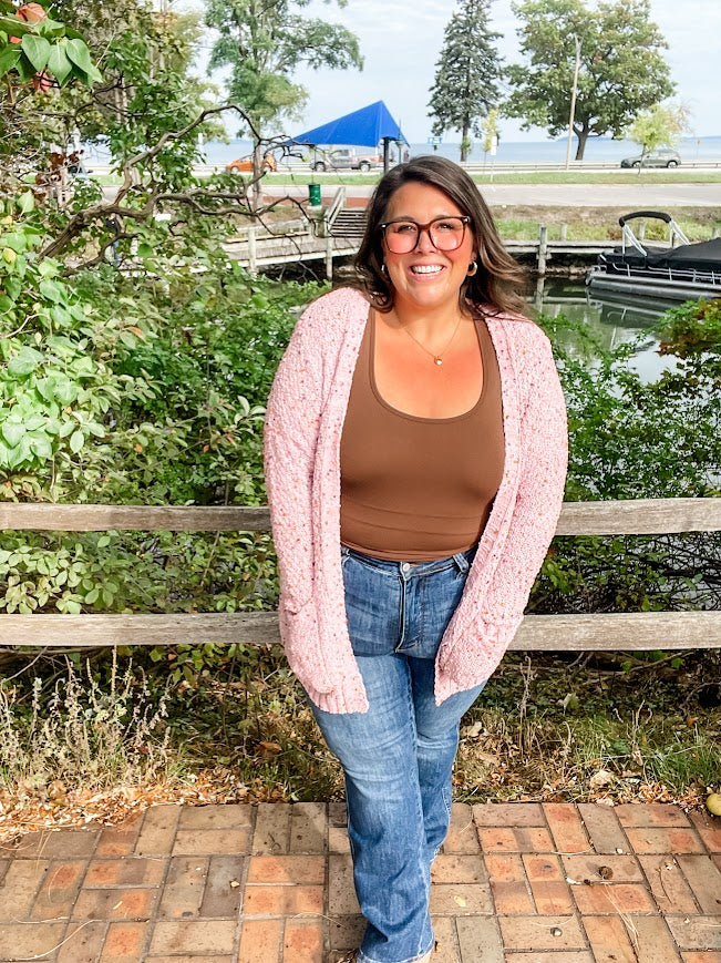 Sprinkle & Snuggle Sweater in Dusty Pink (S-XL)-160 Cardigans/Kimonos-Staccato-Hello Friends Boutique-Woman's Fashion Boutique Located in Traverse City, MI