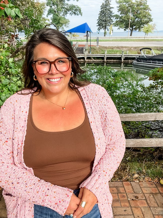 Sprinkle & Snuggle Sweater in Dusty Pink (S-XL)-160 Cardigans/Kimonos-Staccato-Hello Friends Boutique-Woman's Fashion Boutique Located in Traverse City, MI