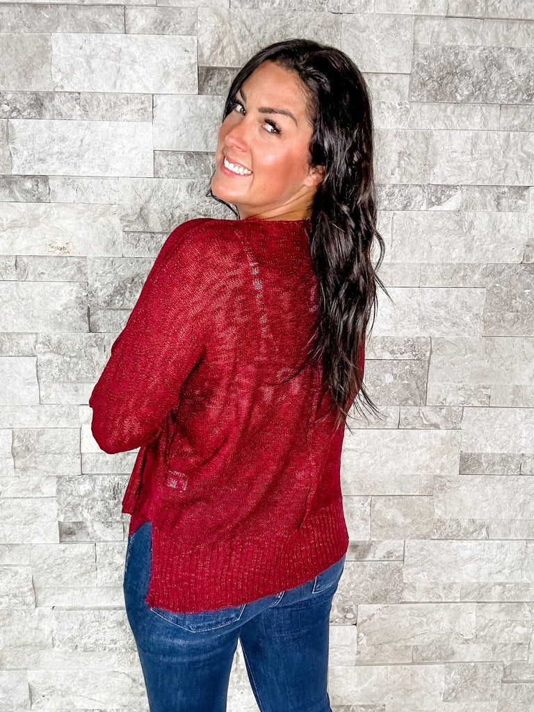 Relax With Me Knit Top in Burgundy (S-2XL)-110 Long Sleeves-Mittoshop-Hello Friends Boutique-Woman's Fashion Boutique Located in Traverse City, MI
