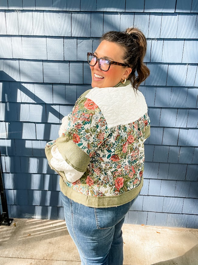 Love of All Floral Jacket (S-L)-170 Outerwear/Jackets-POL-Hello Friends Boutique-Woman's Fashion Boutique Located in Traverse City, MI