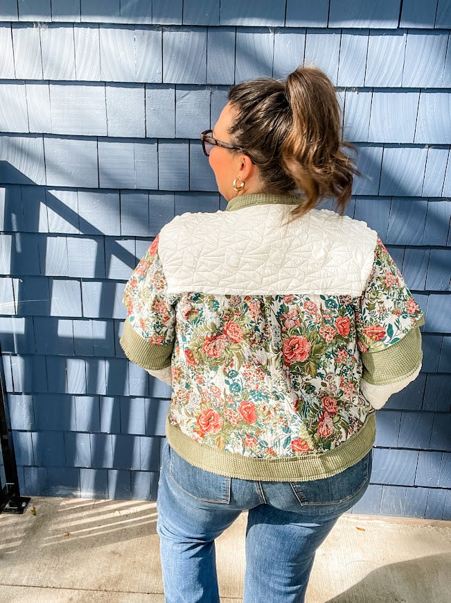 Love of All Floral Jacket (S-L)-170 Outerwear/Jackets-POL-Hello Friends Boutique-Woman's Fashion Boutique Located in Traverse City, MI