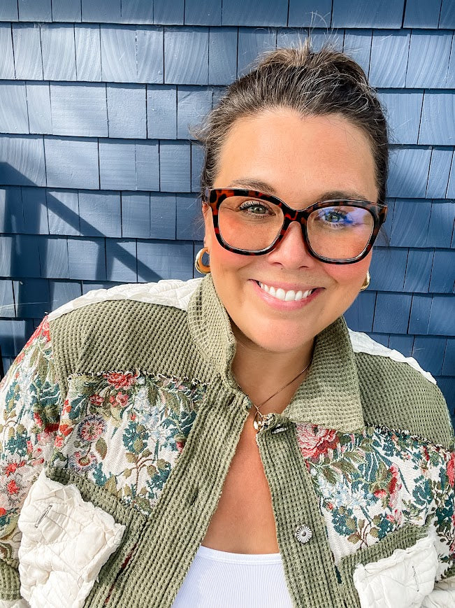 Love of All Floral Jacket (S-L)-170 Outerwear/Jackets-POL-Hello Friends Boutique-Woman's Fashion Boutique Located in Traverse City, MI