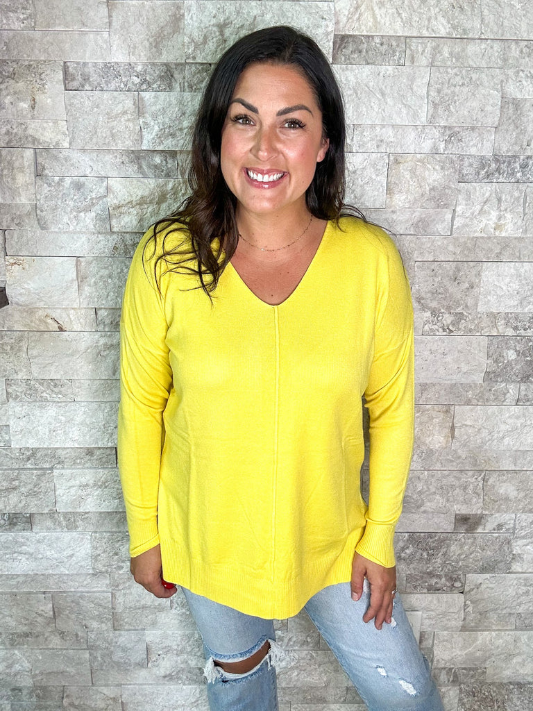 I Will Be Waiting Top in Yellow (XS-XL)-110 Long Sleeves-Zenana-Hello Friends Boutique-Woman's Fashion Boutique Located in Traverse City, MI