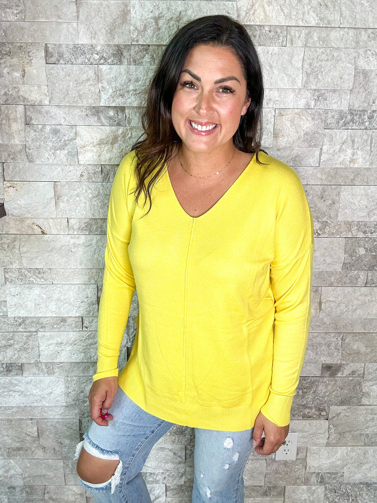 I Will Be Waiting Top in Yellow (XS-XL)-110 Long Sleeves-Zenana-Hello Friends Boutique-Woman's Fashion Boutique Located in Traverse City, MI