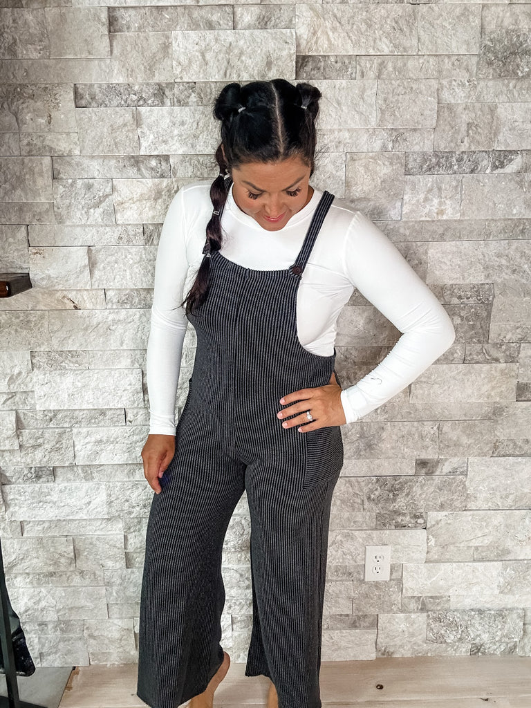 Time After Time Jumpsuit in Charcoal (S-XL)-190 Rompers/Jumpsuits-7th Ray-Hello Friends Boutique-Woman's Fashion Boutique Located in Traverse City, MI