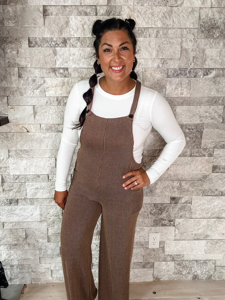 Time After Time Jumpsuit in Chestnut (S-XL)-190 Rompers/Jumpsuits-7th Ray-Hello Friends Boutique-Woman's Fashion Boutique Located in Traverse City, MI