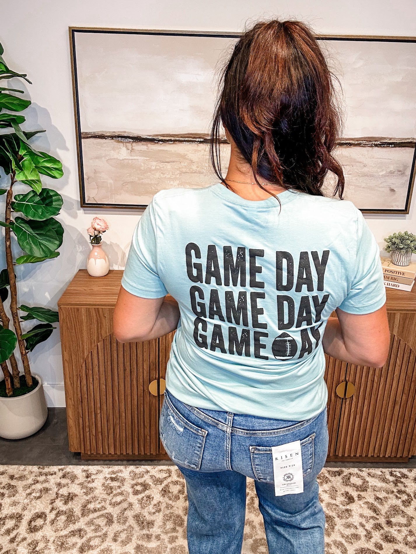 Friday Night Lights Tee in Dusty Mint (S-XL)-130 Graphic Tees-Rustee Clothing-Hello Friends Boutique-Woman's Fashion Boutique Located in Traverse City, MI