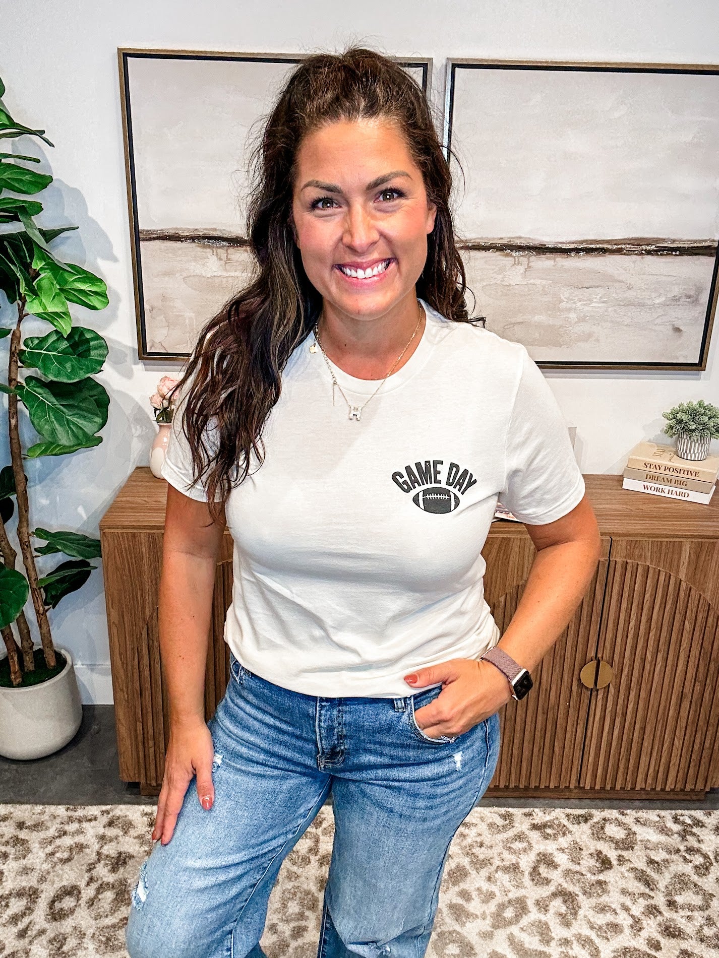 Friday Night Lights Tee in Natural (S-XL)-130 Graphic Tees-Rustee Clothing-Hello Friends Boutique-Woman's Fashion Boutique Located in Traverse City, MI