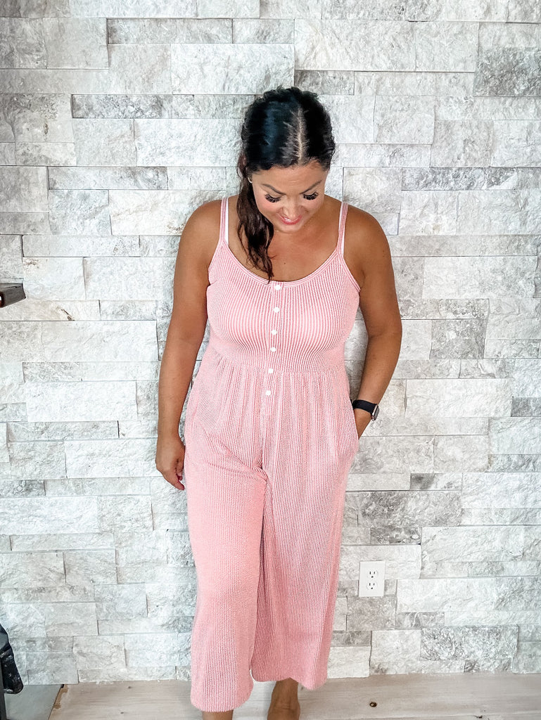 For The Thrill Jumpsuit in Mauve (S-XL)-190 Rompers/Jumpsuits-7th Ray-Hello Friends Boutique-Woman's Fashion Boutique Located in Traverse City, MI