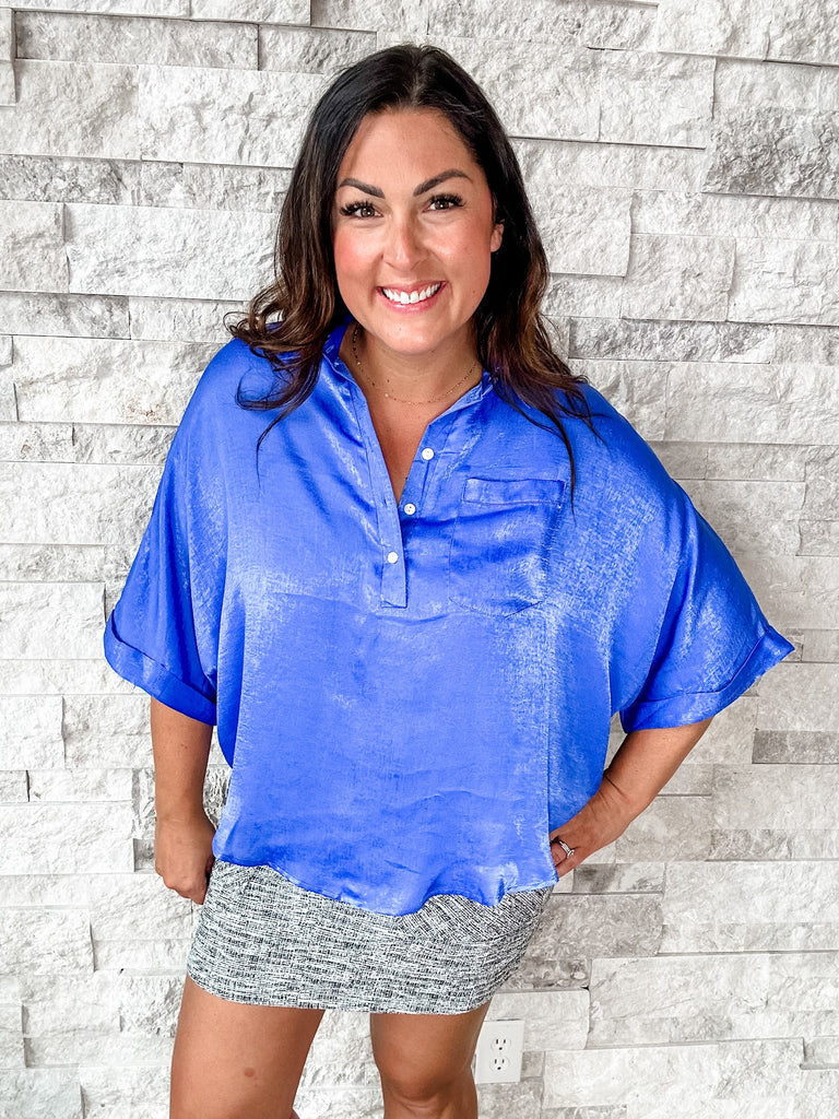 Witness Of Your Love Blouse in Royal Blue (S-XL)-100 Short Sleeve-Andree By Unit-Hello Friends Boutique-Woman's Fashion Boutique Located in Traverse City, MI