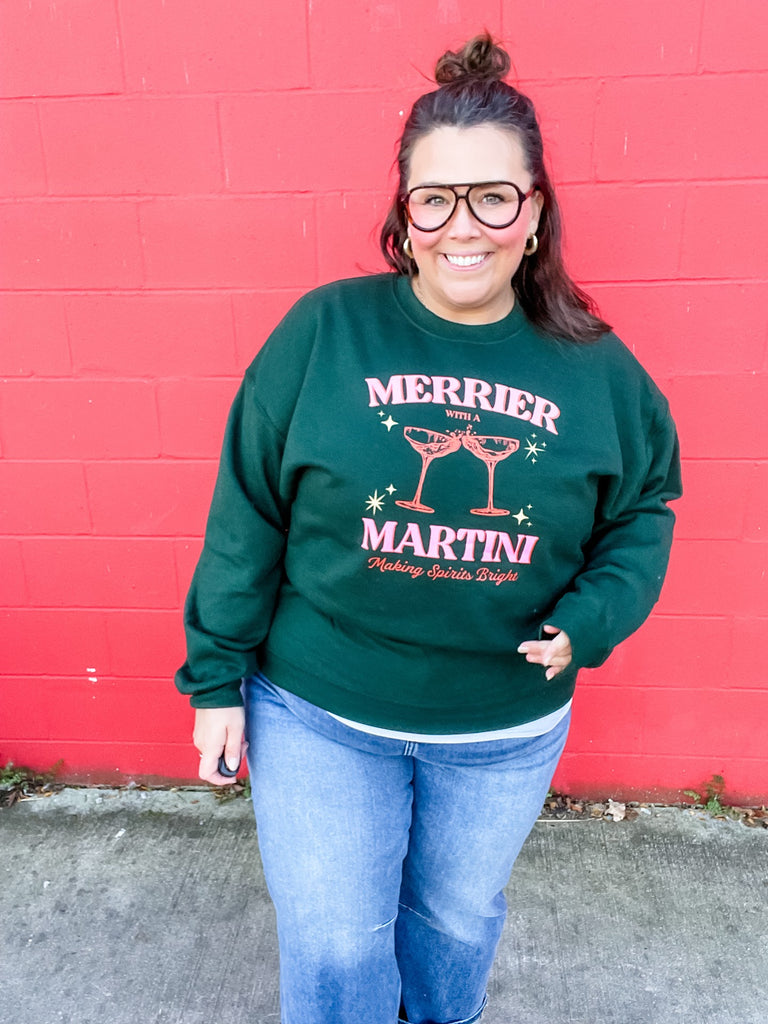 Merrier & Bright Holiday Sweatshirt (S-2XL)-150 Sweatshirts/Hoodies-Bash-Hello Friends Boutique-Woman's Fashion Boutique Located in Traverse City, MI