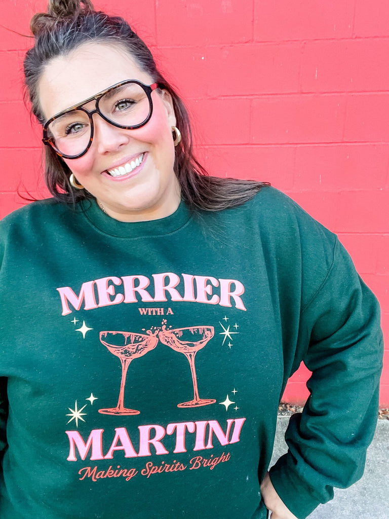 Merrier & Bright Holiday Sweatshirt (S-2XL)-150 Sweatshirts/Hoodies-Bash-Hello Friends Boutique-Woman's Fashion Boutique Located in Traverse City, MI