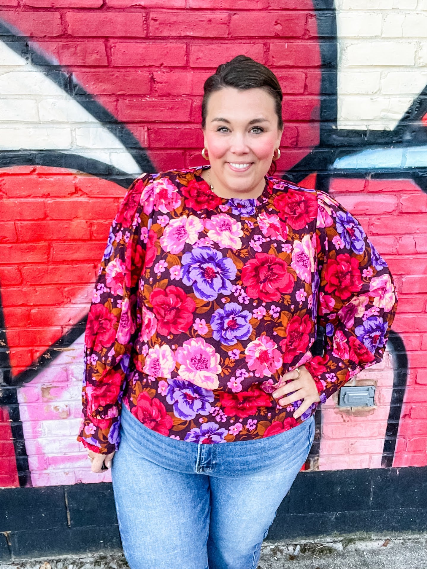 Petal Cascade Chiffon Blouse (S-3XL)-110 Long Sleeve-Oddi-Hello Friends Boutique-Woman's Fashion Boutique Located in Traverse City, MI