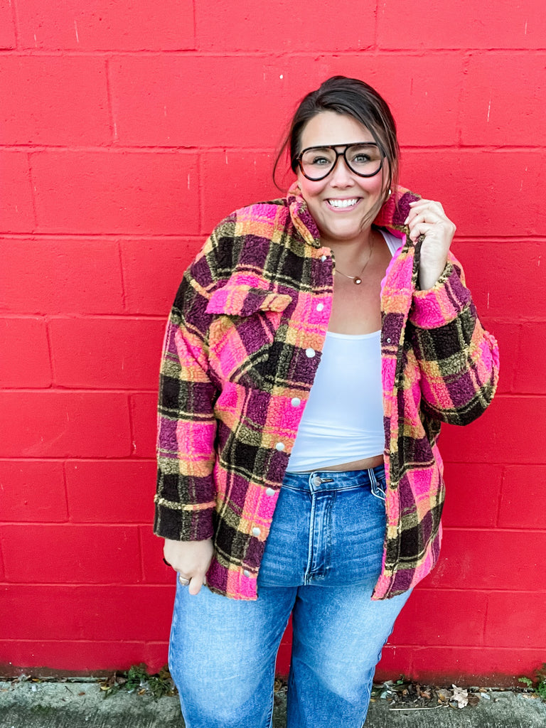 Cozy Clover Plaid Shacket (S-L)-170 Jackets-Fate-Hello Friends Boutique-Woman's Fashion Boutique Located in Traverse City, MI