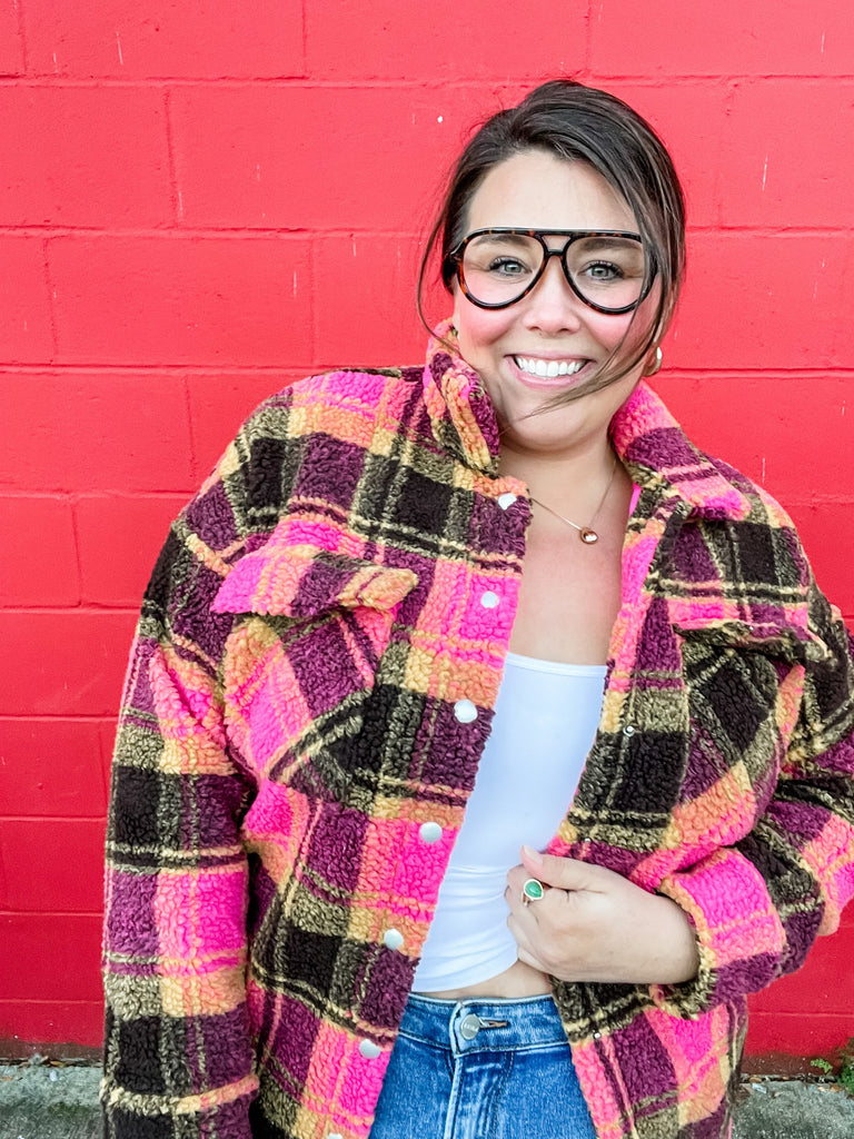 Cozy Clover Plaid Shacket (S-L)-170 Jackets-Fate-Hello Friends Boutique-Woman's Fashion Boutique Located in Traverse City, MI