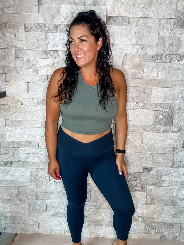 Your Favorite Crossover Soft Leggings in Nocturnal Navy (S-3XL)-210 Leggings/Joggers-Rae Mode-Hello Friends Boutique-Woman's Fashion Boutique Located in Traverse City, MI