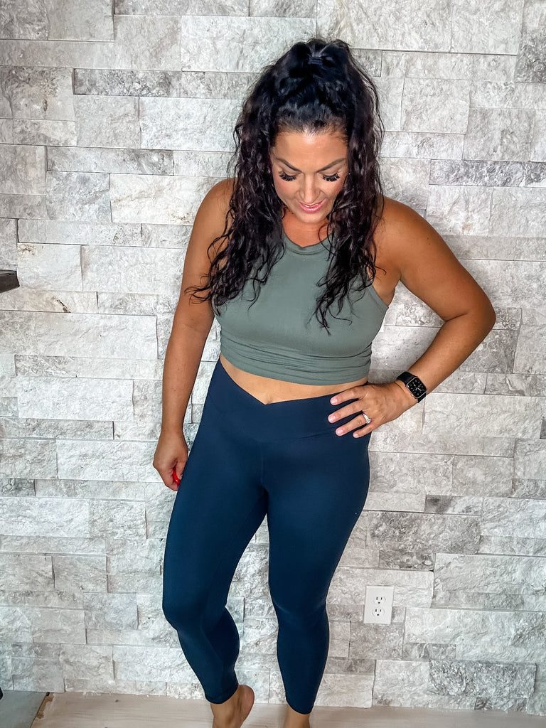 Your Favorite Crossover Soft Leggings in Nocturnal Navy (S-3XL)-210 Leggings/Joggers-Rae Mode-Hello Friends Boutique-Woman's Fashion Boutique Located in Traverse City, MI