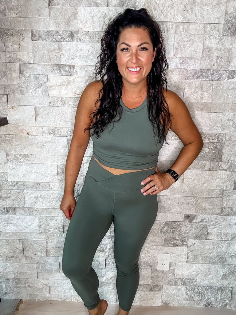 Your Favorite Crossover Soft Leggings in Grey Sage (S-3XL)-210 Leggings/Joggers-Rae Mode-Hello Friends Boutique-Woman's Fashion Boutique Located in Traverse City, MI