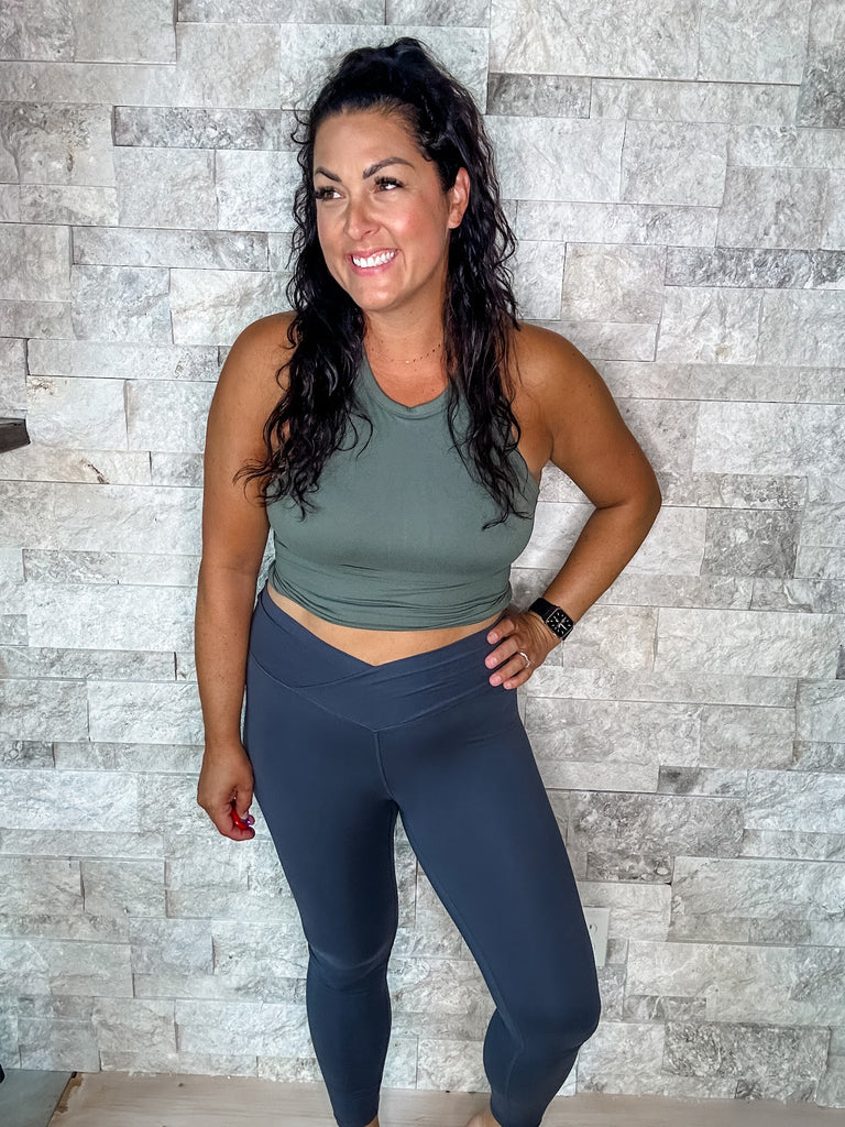 Your Favorite Crossover Soft Leggings in Charcoal (S-L)-210 Leggings/Joggers-Rae Mode-Hello Friends Boutique-Woman's Fashion Boutique Located in Traverse City, MI