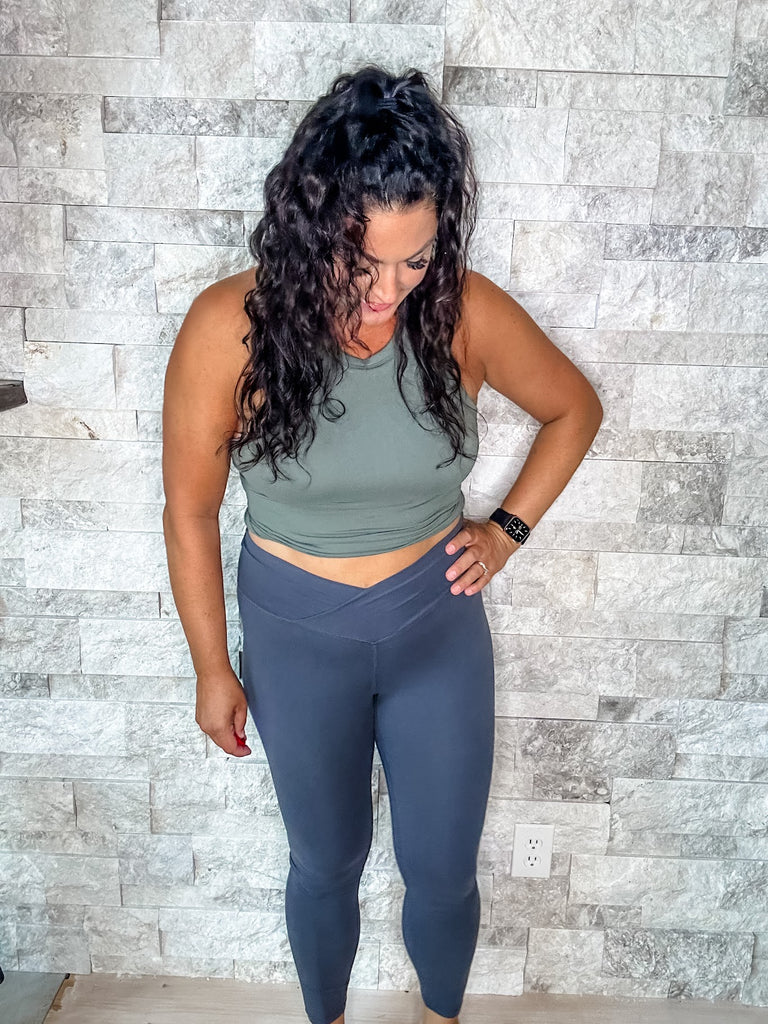 Your Favorite Crossover Soft Leggings in Charcoal (S-L)-210 Leggings/Joggers-Rae Mode-Hello Friends Boutique-Woman's Fashion Boutique Located in Traverse City, MI