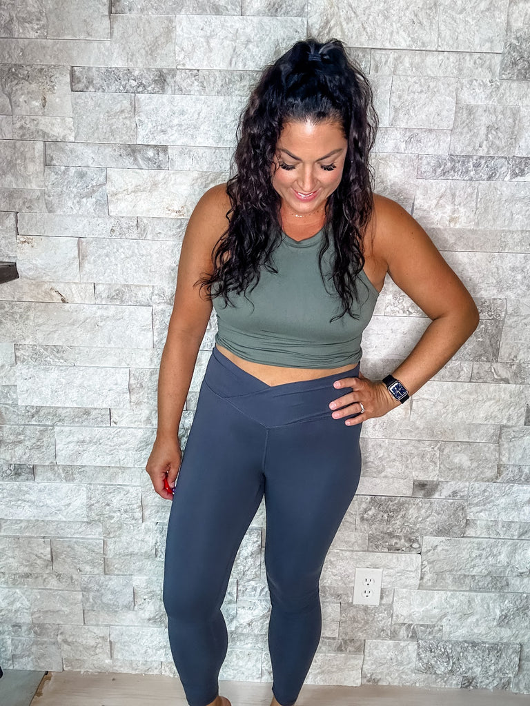 Your Favorite Crossover Soft Leggings in Charcoal (S-L)-210 Leggings/Joggers-Rae Mode-Hello Friends Boutique-Woman's Fashion Boutique Located in Traverse City, MI