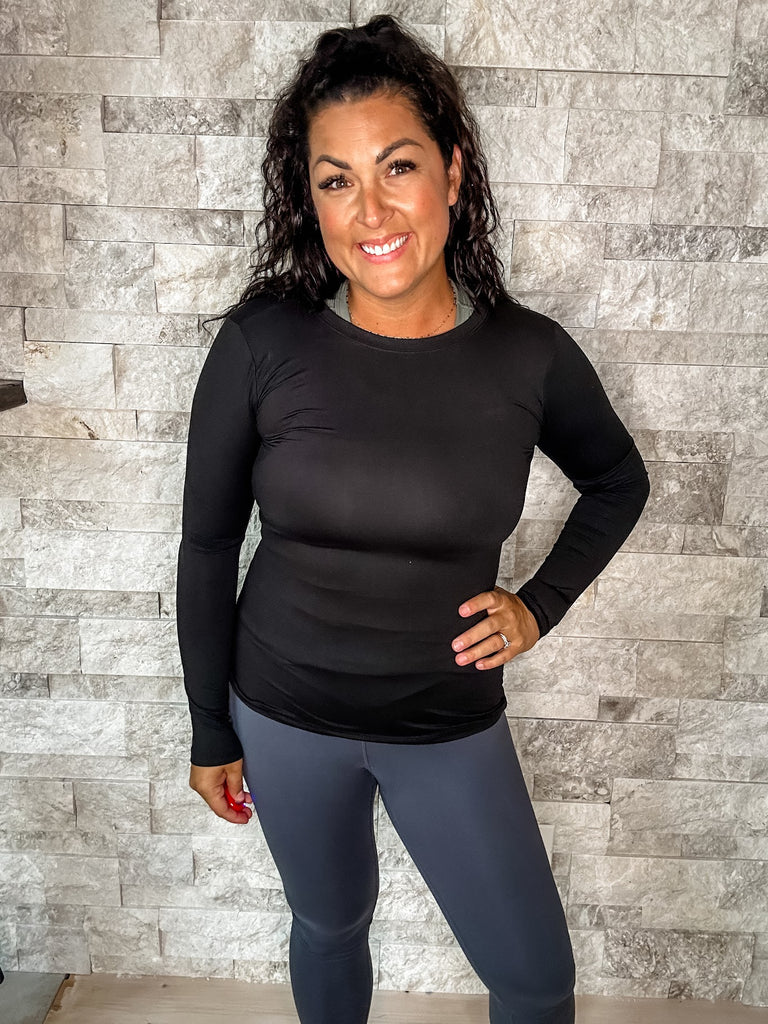 I Lose Control Top in Black (S-3XL)-110 Long Sleeve-Zenana-Hello Friends Boutique-Woman's Fashion Boutique Located in Traverse City, MI