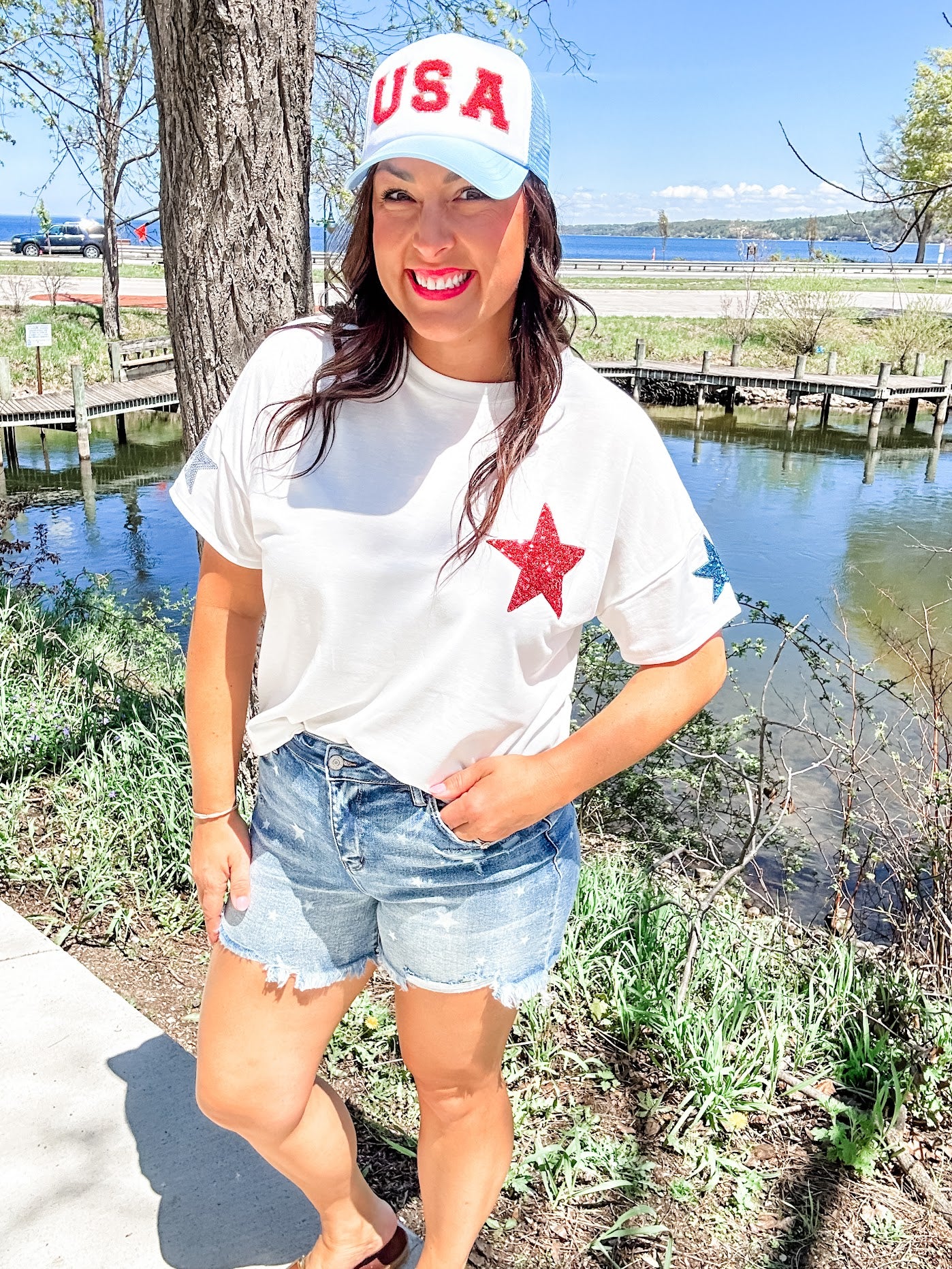 Born In The USA Top (S-3XL)-100 Short Sleeve-Sew In Love-Hello Friends Boutique-Woman's Fashion Boutique Located in Traverse City, MI
