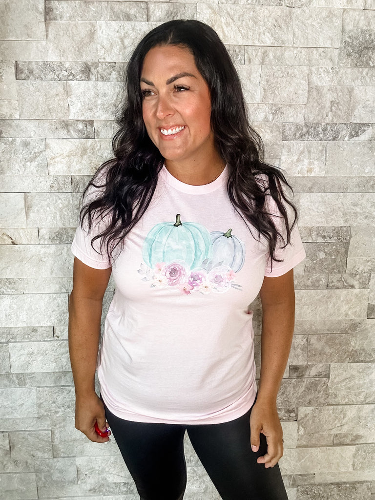 Watercolor Pink Pumpkin Tee (S-4XL)-131 On Demand Graphic-SunFrog-Hello Friends Boutique-Woman's Fashion Boutique Located in Traverse City, MI