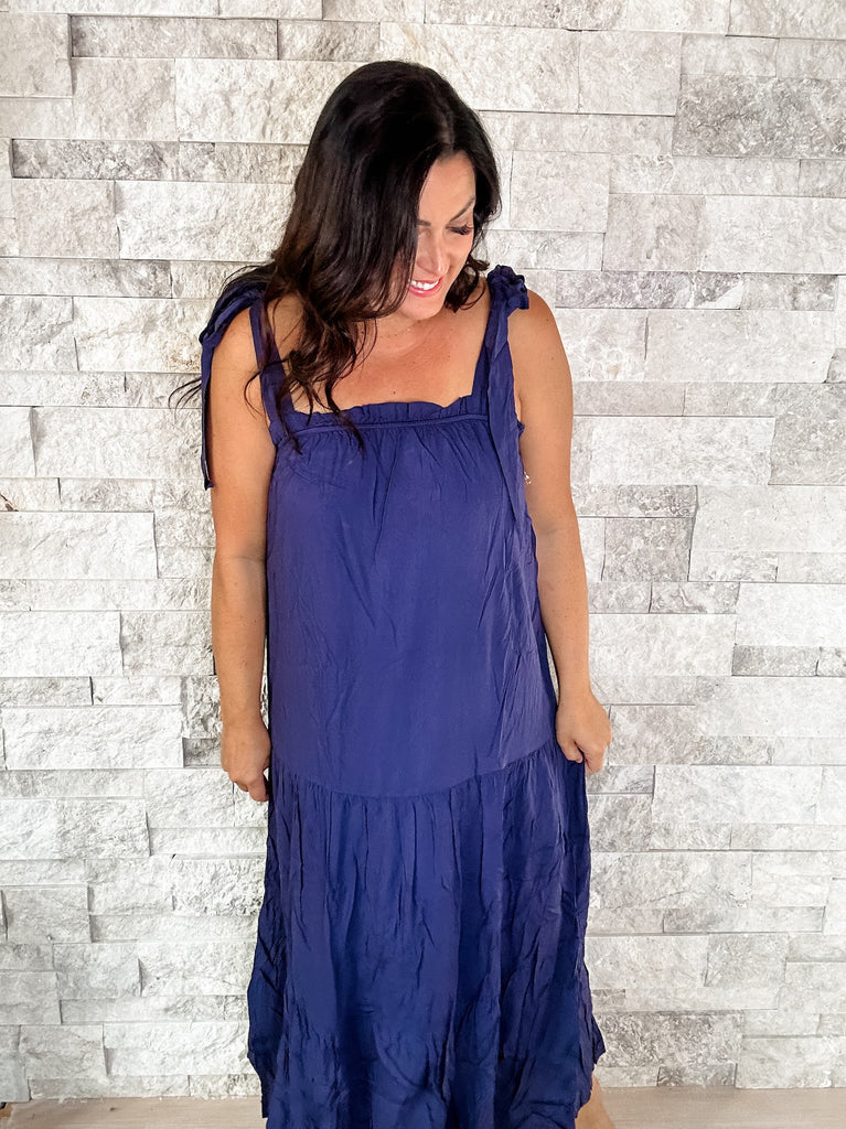 Spin You Around Dress in Navy (S-3XL)-180 Dresses-Andree By Unit-Hello Friends Boutique-Woman's Fashion Boutique Located in Traverse City, MI