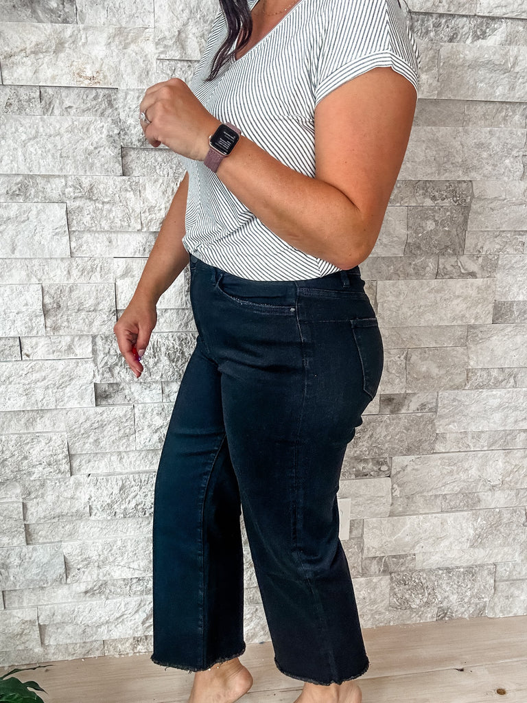 Wide Leg Crop in Black (24-22W) - PREORDER-500 History-Mica Denim-Hello Friends Boutique-Woman's Fashion Boutique Located in Traverse City, MI