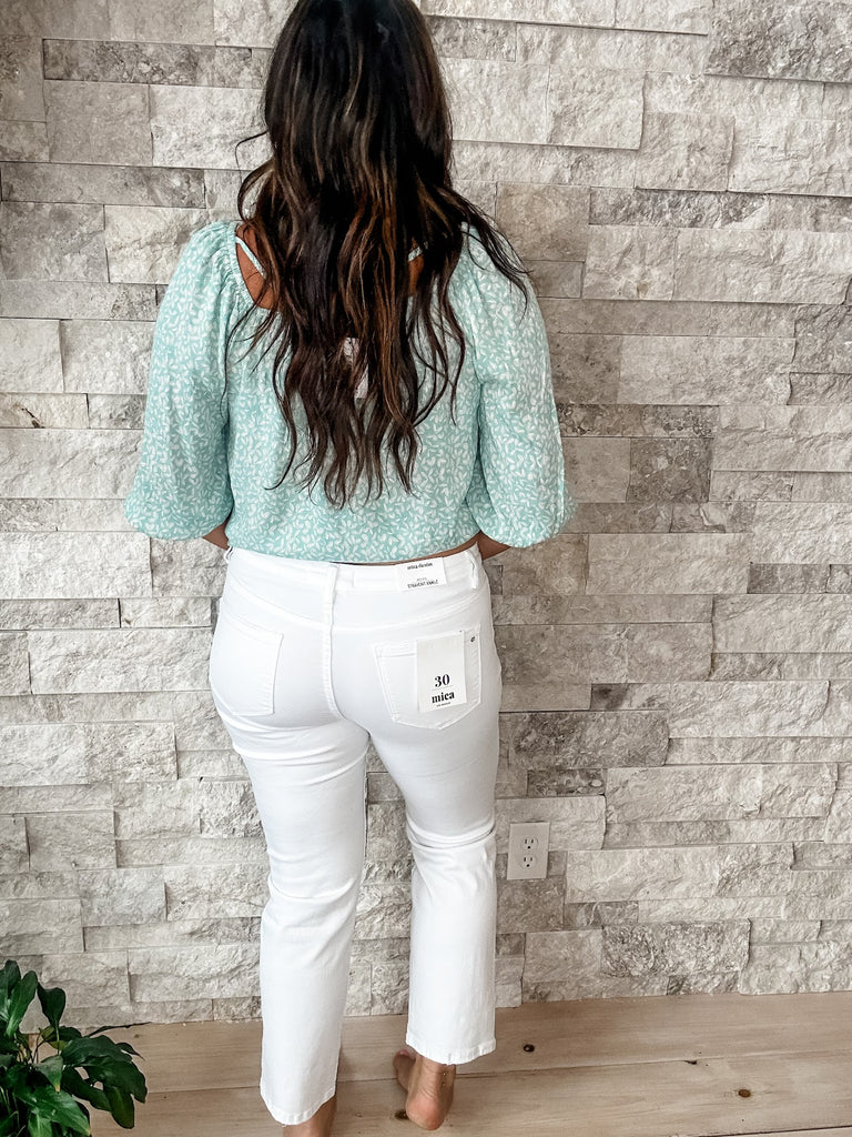 Mid Rise Ankle Straight Denim in White (24-22W) - PREORDER-500 History-Mica Denim-Hello Friends Boutique-Woman's Fashion Boutique Located in Traverse City, MI