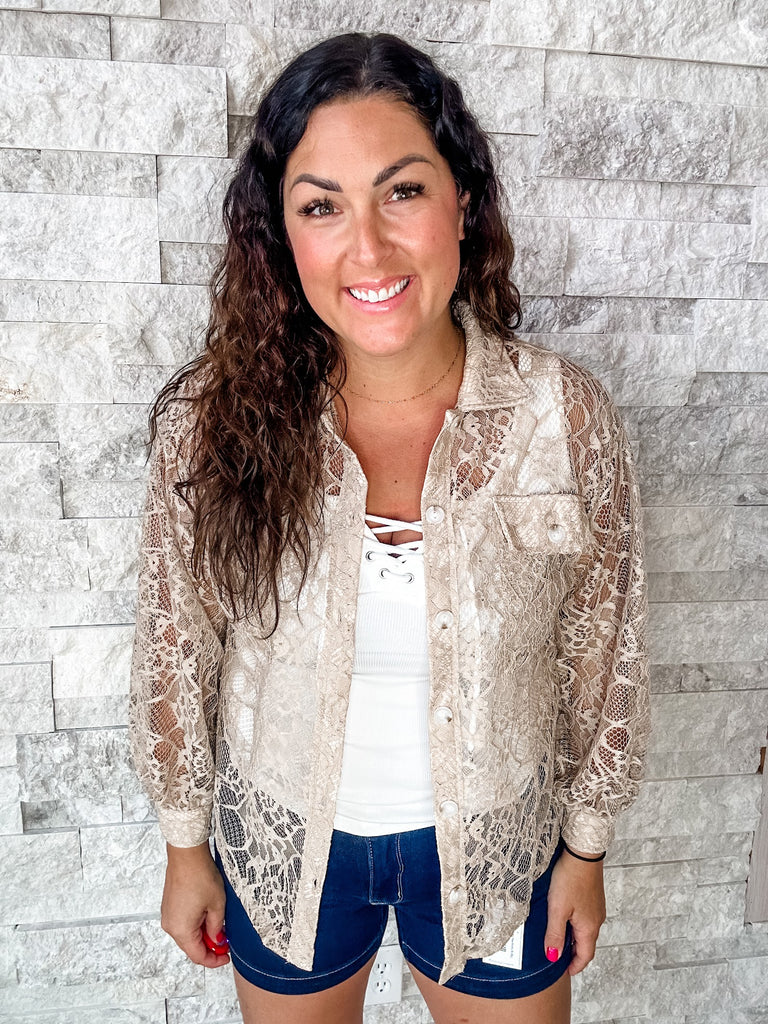 Bayside Breeze Blouse in Taupe (S-3XL)-110 Long Sleeve-Andree By Unit-Hello Friends Boutique-Woman's Fashion Boutique Located in Traverse City, MI