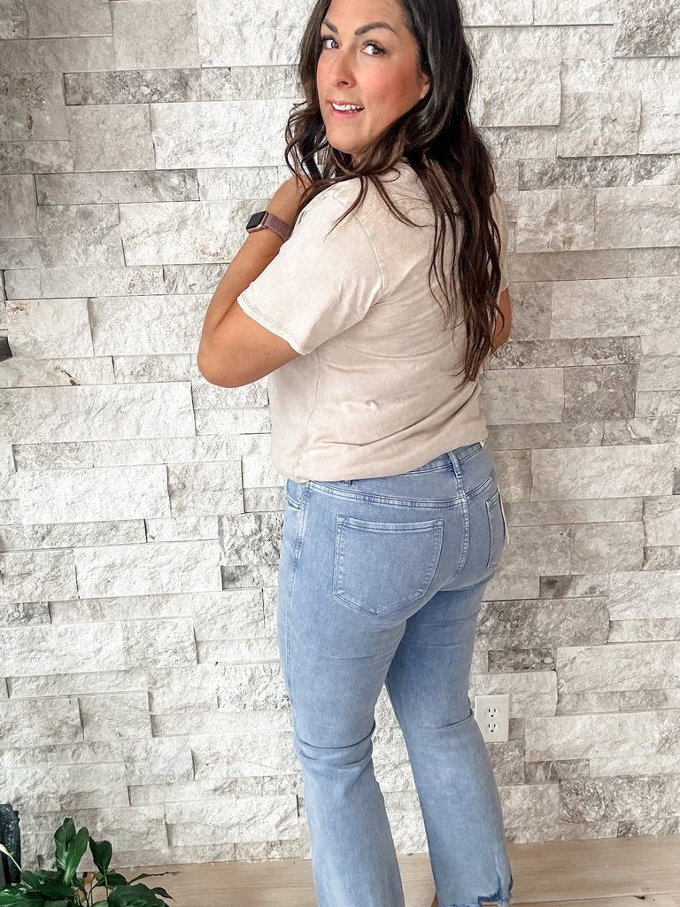 High Rise Flare Crop in Blue Shadow (24-22W) - PREORDER-500 History-Mica Denim-Hello Friends Boutique-Woman's Fashion Boutique Located in Traverse City, MI