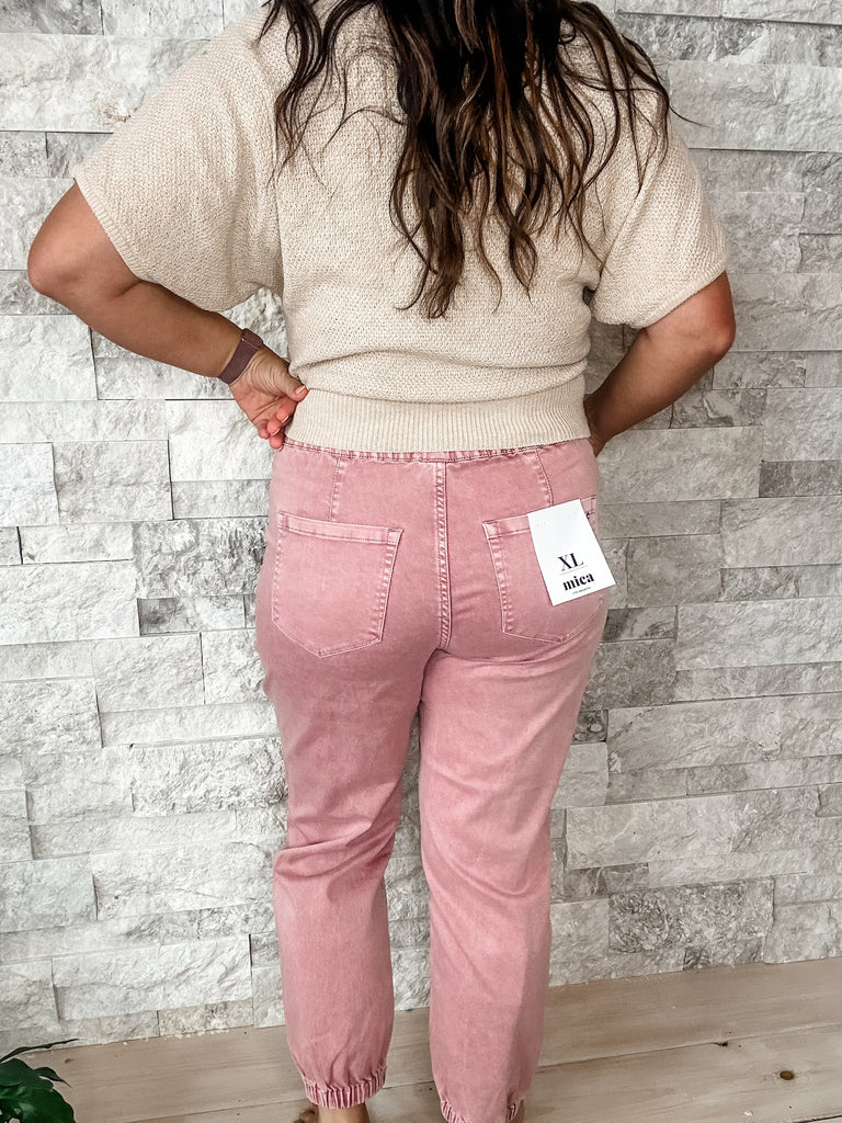 High Rise Jogger in Deep Pink (S-3XL) - PREORDER-500 History-Mica Denim-Hello Friends Boutique-Woman's Fashion Boutique Located in Traverse City, MI