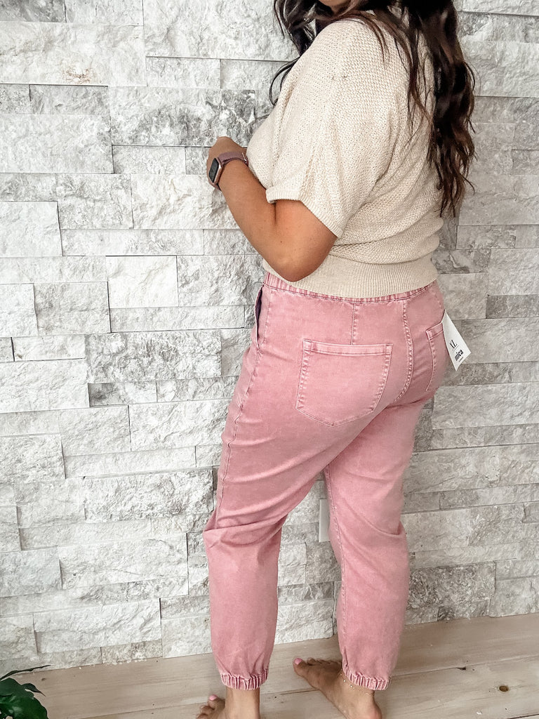 High Rise Jogger in Deep Pink (S-3XL) - PREORDER-500 History-Mica Denim-Hello Friends Boutique-Woman's Fashion Boutique Located in Traverse City, MI