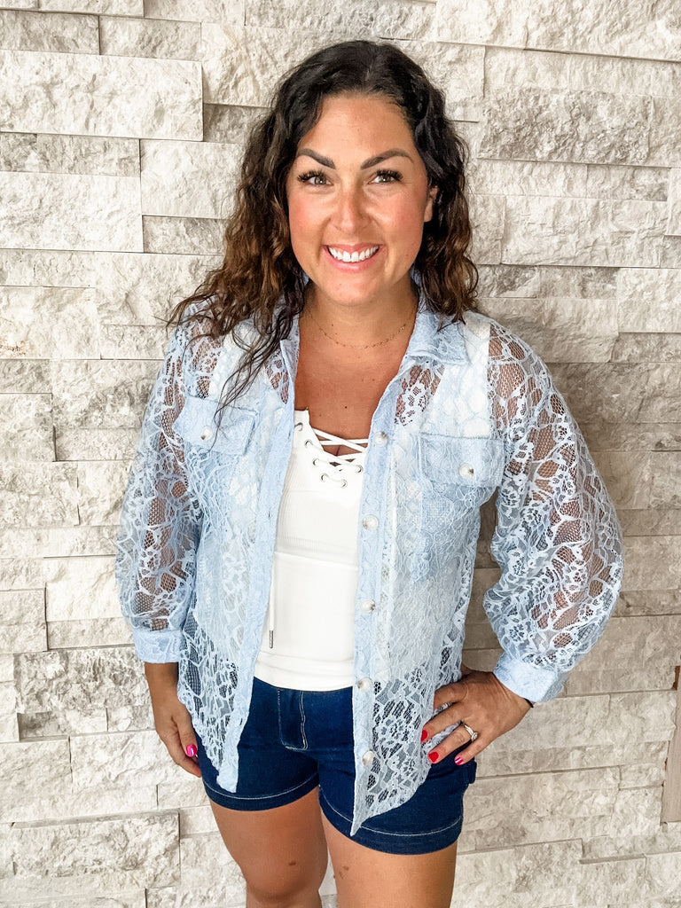 Bayside Breeze Blouse in Blue (S-3XL)-110 Long Sleeve-Andree By Unit-Hello Friends Boutique-Woman's Fashion Boutique Located in Traverse City, MI